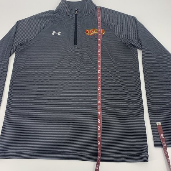 Men's Under Armour 1/4 Zip LS Shirt Maryland Terps Barbell Club Black Stripes M - Picture 6 of 9